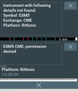 Rithmic Permission denied screenshot