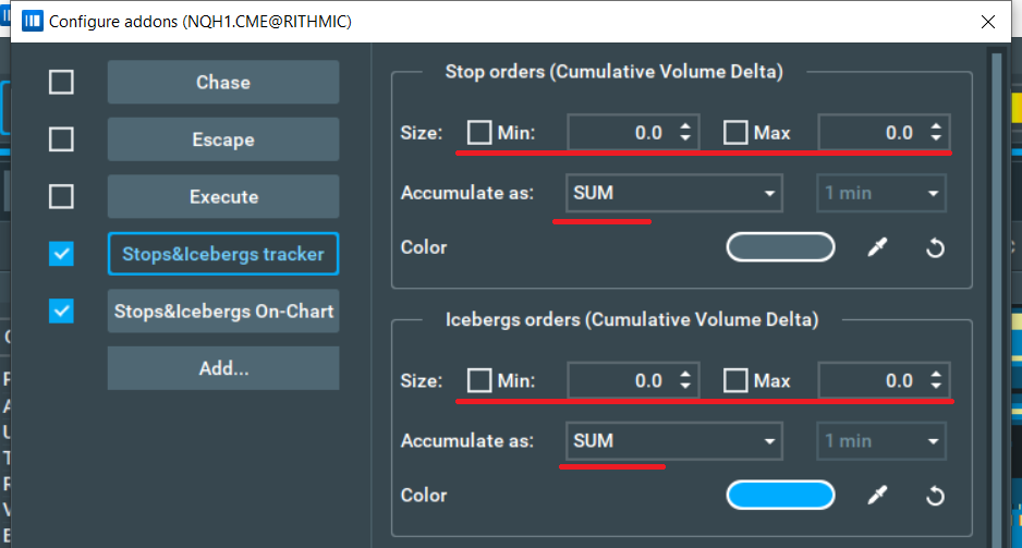 Stops & Icebergs Orders On-Chart Indicator scrnsht