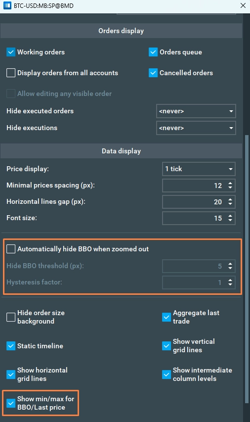 Show min/max for BBO/Last Price screenshot