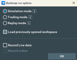 Select a run mode screenshot