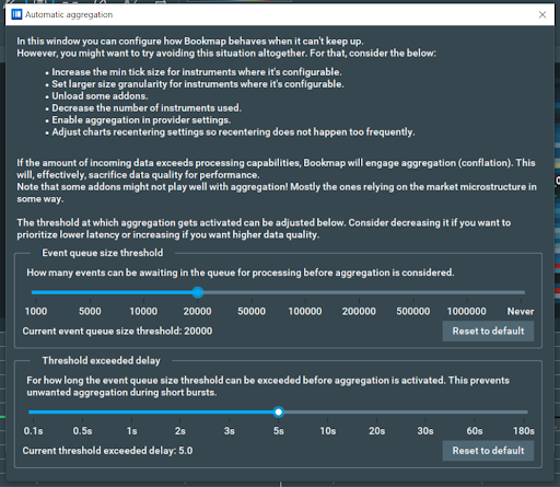 Data aggregation settings scrnsht
